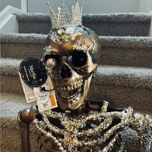 NWT Martha Stewart Posable Full-Size Bejeweled Skeleton Bronze